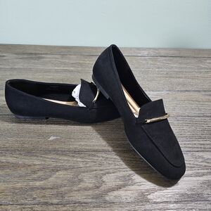 Journee Collection Wren Womens Loafers Black‎ Suede Slip On Size 9
